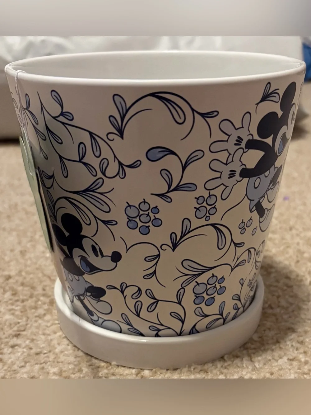 Disney Mickey Mouse Ceramic Floral Flower Pot NWT